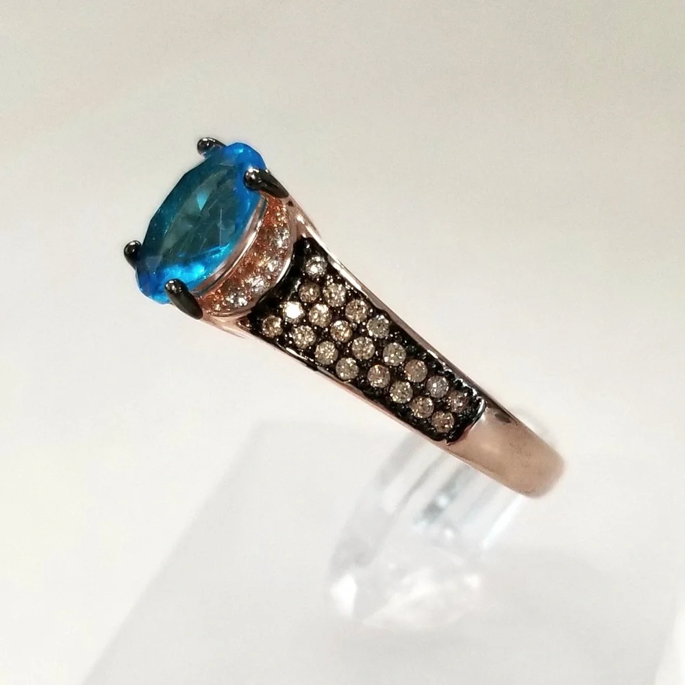 Blue Champagne Pave Ring - Picture 6 of 7